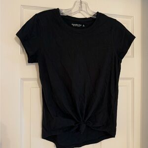 Abercrombie & Fitch Black Cap Sleeve Tie Front T-Shirt